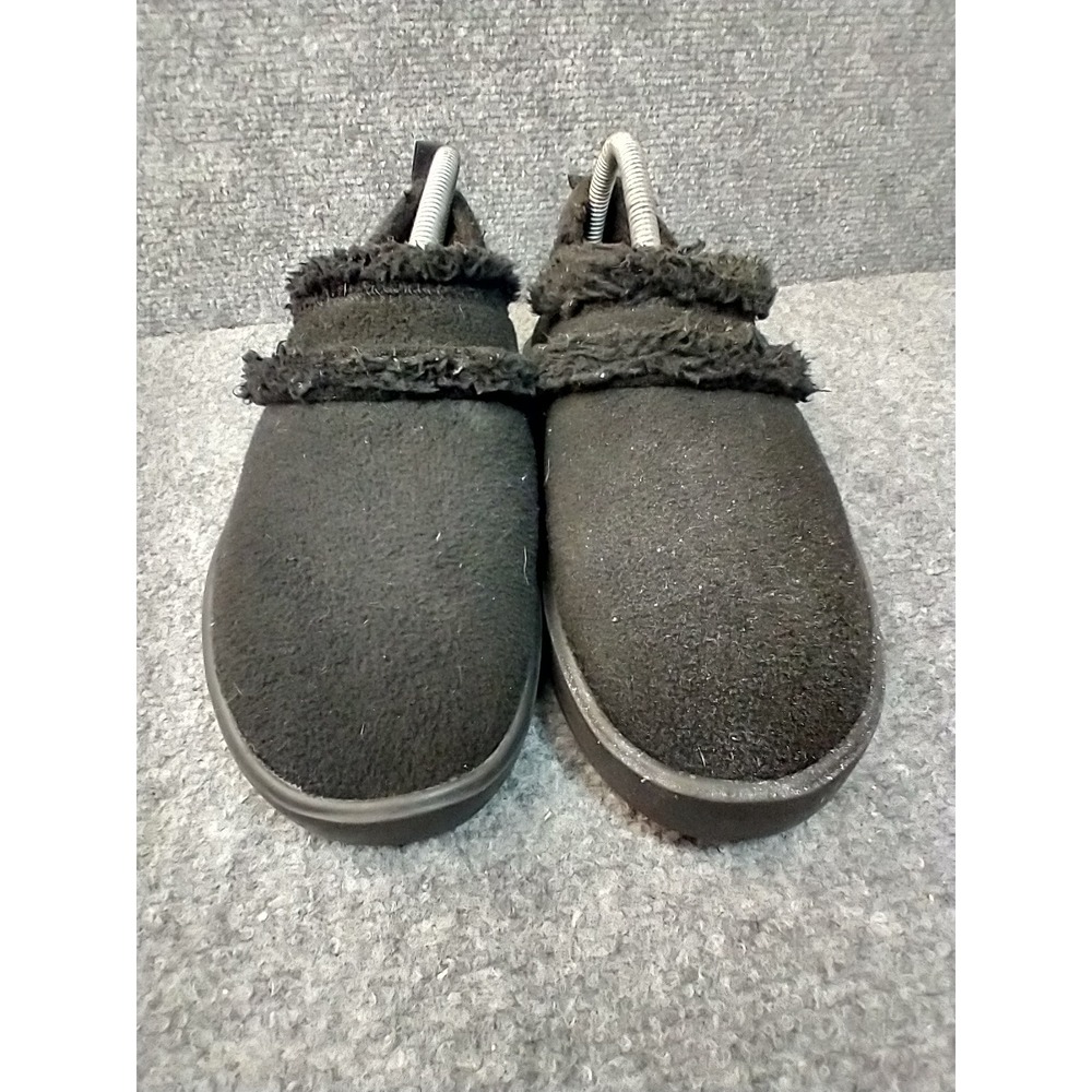 OOFOS Oocoozie Low Womens 8 Black Fleece Recovery Slipper Mule Slip On Comfort - Picture 12 of 12